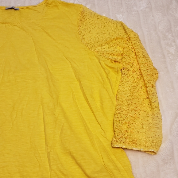 Avon Yellow Lace Sleeve Top - Picture 4 of 16